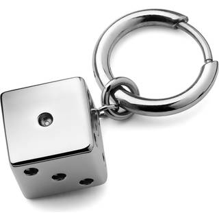 Sølvfarvet Titanium Hoop Ørering Med Terning Vedhæng