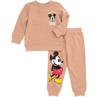 Disney Mickey Mouse nyfødte baby drenge fleece sweatshirt og bukser sæt brune 3-6 måneder