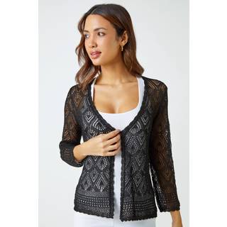 Roman Roman Black Knitted Crochet Shimmer Shrug
