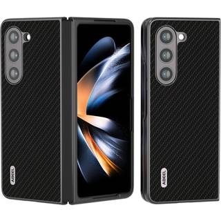 Samsung Galaxy Z Fold5 (5G) Læderbetrukket Plastik Cover - Sort Carbon