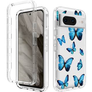 Google Pixel 8 2-i-1 Hybrid Plastik Bagside Cover - Sommerfugle