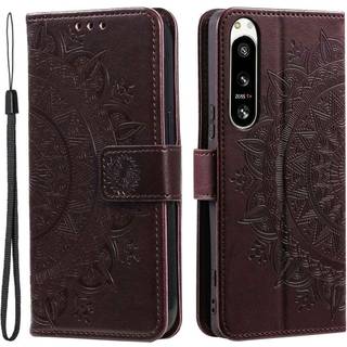 SKALO Sony Xperia 5 IV 5G Mandala Flip Cover - Brun