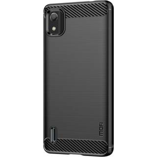 Nokia C2 2nd Edition Mofi Brushed Carbon Fiber Fleksibelt Plastik Bagside Cover - Sort