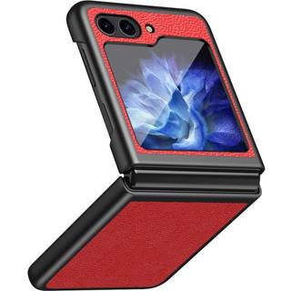 Samsung Galaxy Z Flip5 (5G) Litchi Læderbetrukket Cover - Rød