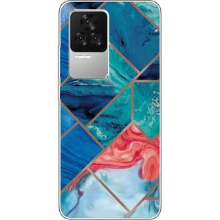 Xiaomi Poco F4 Fleksibelt Plastik Cover - Blå Marmor
