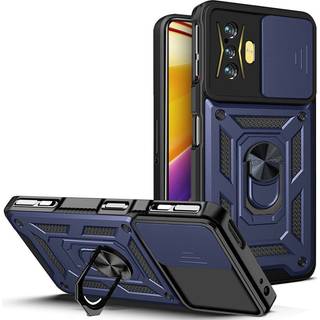 Xiaomi Poco F4 GT Håndværker Bagside Cover m. Magnetisk Kickstand & Cam Slider - Mørkeblå