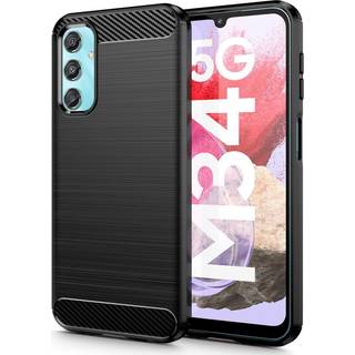 Samsung Galaxy M34 (5G) / F34 (5G) Tech-Protect Fleksibelt Plastik Carbon Cover - Sort