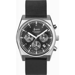 Accurist Men's Origin Chronograph Black Leather Watch - Silver