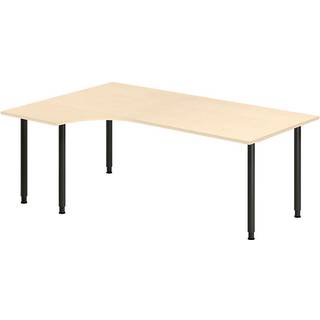 Office skrivebord venstrevendt 200x120cm birk med sort stel