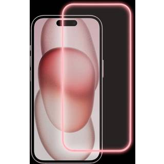 iPhone 15 Pro Max Glas Skærmbeskyttelse - Selvlysende Lyserød Kant