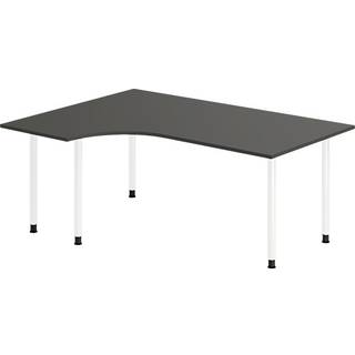 Office skrivebord venstrevendt 180x120cm antracit med hvidt stel