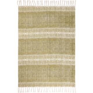 Yard Yard Olive Green Sono Ink Abstract Fringed Throw