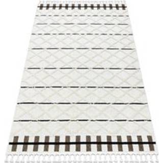Tæppe SEVILLA Y611A espalier, diamanter brun / hvid Tassels berbery Marokkansk shaggy 140x190 cm