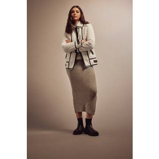 Lts Tall White Faux Leather Teddy Zip Jacket 22-24 Lts | Tall Women's Faux Leather Jackets