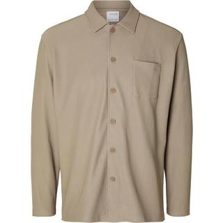 Selected Relax Plisse LS Shirt Greige
