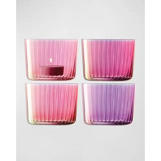 LSA International Candlelight And Scents - 'Gems' tealight holder, set of four, garnet in Pink Glass