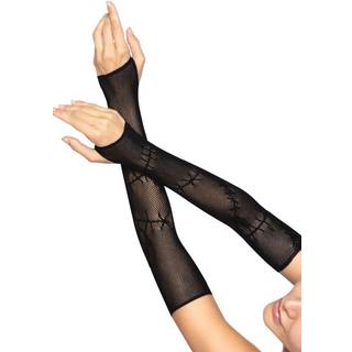 Leg Avenue Stitched Up Fishnet Arm Warmers 2676 Black
