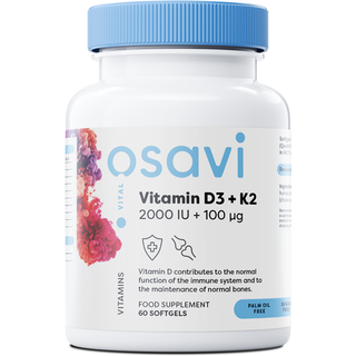 Vitamin D3 + K2, 2000 IE - 60 bløde kapsler