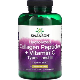 SWANSON Hydrolyseret Kollagen Type I og III + C 250 tabletter
