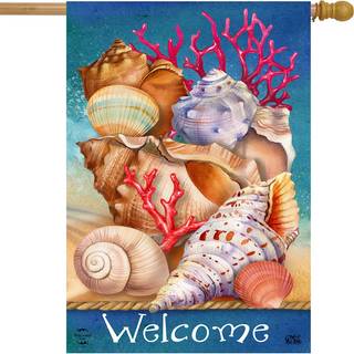 Briarwood Lane Seashell Velkommen Summer House Flag Beach Nautical 28 """" X 40 """"