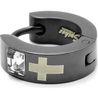 Sentio | Sort Rustfri Stål Zirconia Kors Hoop Ørering