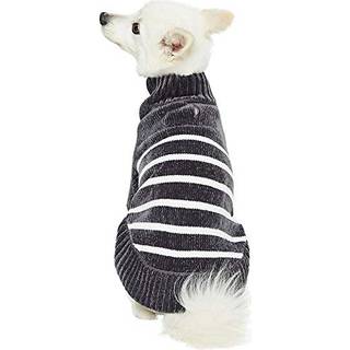 Blueberry Pet Cosy Soft Chenille Classy Striped Dog Sweater i elegant grå ryglængde 12 """" pakke med 1 tøj til hunde