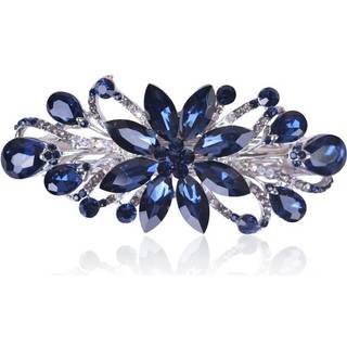 Sankuwen Flower Luxury Jewelry Design Hairpin Rhinestone Hair Barrete Clip ogs? Perfect Mors Day Gifts To Mom (Dark Blue)