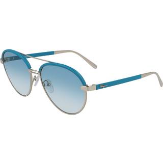 Ferragamo Kvinde SF229SL 42684 741 Solbriller Metal Guld Lyseblå Pilot Normal Skygge