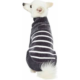 Blueberry Pet Cosy Soft Chenille Classy Striped Dog Sweater i chic gr? rygl?ngde 14 """" Pakke med 1 t?j til hunde