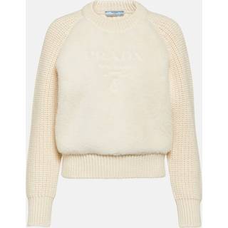 Prada Shearling-trimmed alpaca sweater - white - S