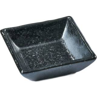 Yuzu tenmoku firkantet koduke soya skål. 9x9 cm