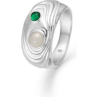 Studio Z Shell ring i sterling sølv med grøn zirkonia