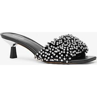 MK Amal Crystal Embellished Leather Kitten Heel Sandal - Black - Michael Kors - EU 36