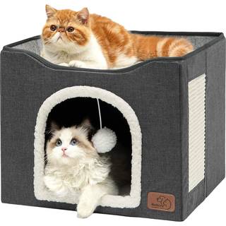 Sengesur katte senge til indend?rs katte - stor kattehule til k?ledyr kattehus med fluffy bold h?ngende og ridsepude sammenfoldelig katte Hideawa