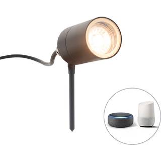 Smart moderne spids spotlight antracit IP44 inkl. wifi GU10 - Solo