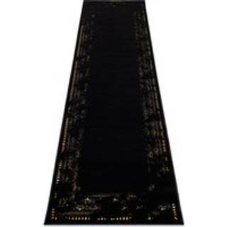 Tæppe, Fortovet GLOSS moderne 408C 86 Ramme stilfuld, glamour, art deco sort / guld 70x250 cm