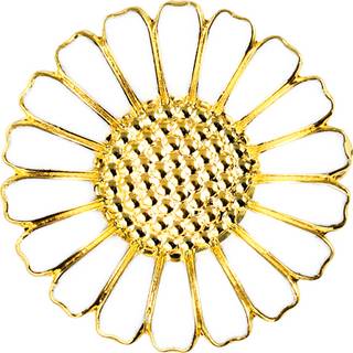 Lund Copenhagen marguerit broche 25 mm - forgyldt/hvid - 904025-M