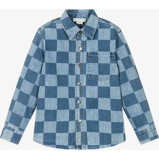 Stella McCartney Kids Checked denim shirt - blue - Y 6
