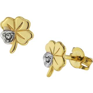 trendor 75094 Damen Ohrringe Kleeblatt 333 Gold 8 Karat Bicolor
