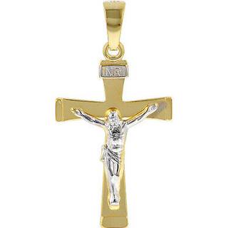 trendor 78803 Kruzifix-Anhänger für Herren 585 Gold Bicolor 29 mm