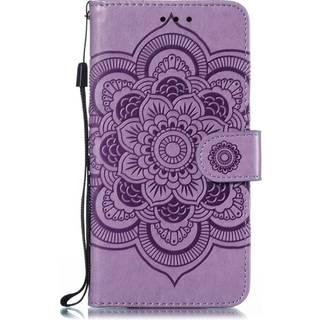Samsung Galaxy A20e Læder Cover m. Pung Mandala Mønster Lilla