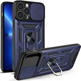 Hybrid Armor Camshield cover til iPhone 13 Pro, beskyttelsescase med kameradækning - Blå