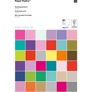 Paper Poetry Bastelpapierblock Super Colour A4 160g/m² 30 Blatt