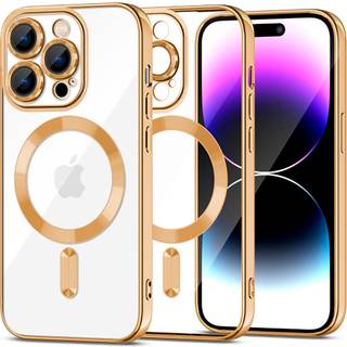 iPhone 15 Pro Tech-Protect MagShine Bagside Cover - MagSafe Kompatibel - Gennemsigtig / Guld