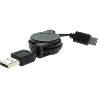 OTB USB-A 2.0 / USB-C Rulbart Datakabel - 70cm - Sort