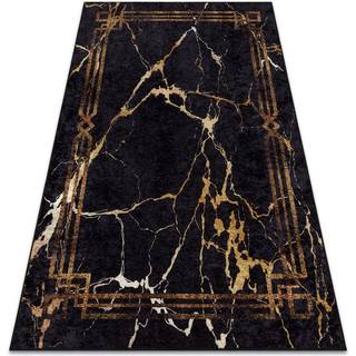 MIRO 51333.801 tæppe skal vaskes Marmor, ramme skridsikker - sort / guld 160x220 cm