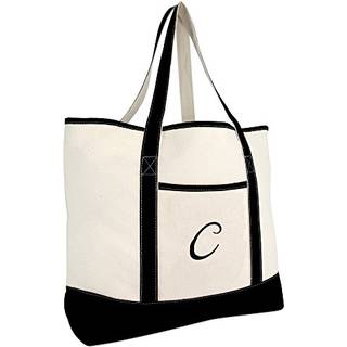 Dalix Monogram Bag Personaliserede totes til kvinder ?bn Top Black Letter C