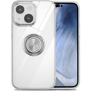 iPhone 14 Plus Kickstand Cover Med Ring Holder - Gennemsigtig