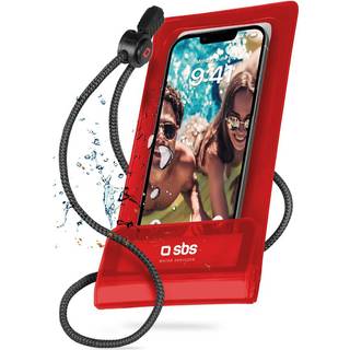 SBS Universal Vandafvisende Etui - (Maks. Mobil: 161 x 78 mm) - Rød / Gennemsigtig