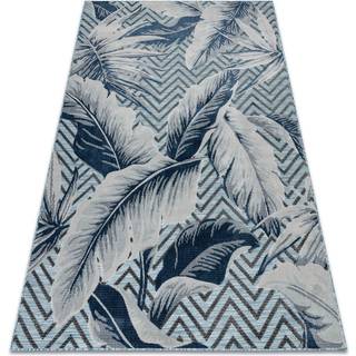 Tæppe Strukturelt BOTANIC 65242 Fjer, zigzag, fladvævet på balkonen, terrasse - akva blå 117x170 cm